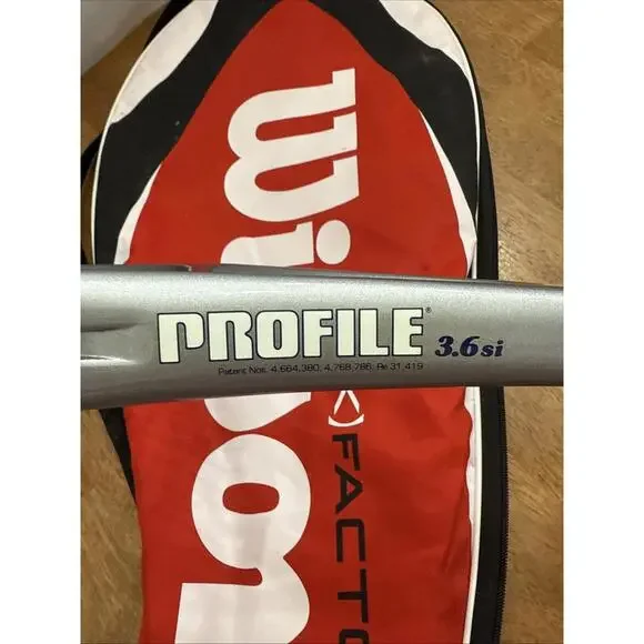 Wilson Profile 3.6 si Dual Taper Beam 4 5/8 Grip Tennis Racquet With Carry Case - Picture 2 of 15